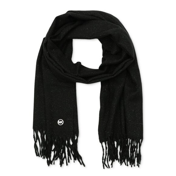 Michael Kors Women’s Metallic Herringbone Wrap Scarf – Black, Silver Metallic - Picture 1 of 1